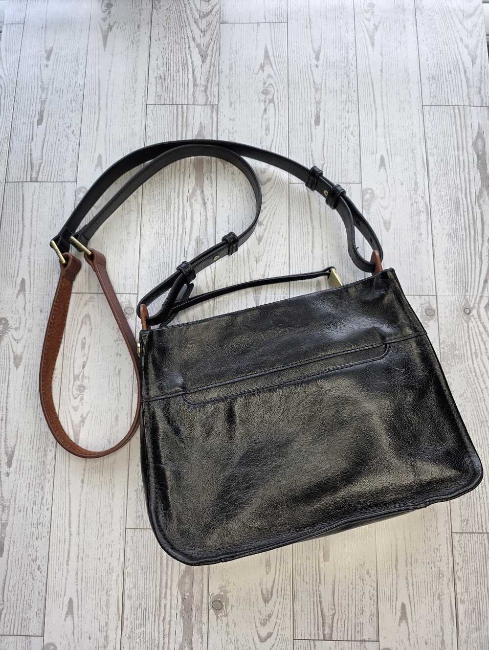 Hobo Crossbody Bag Black Leather New